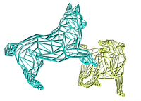 Schematische Skizze zweier Hunde im Tensegrity Model